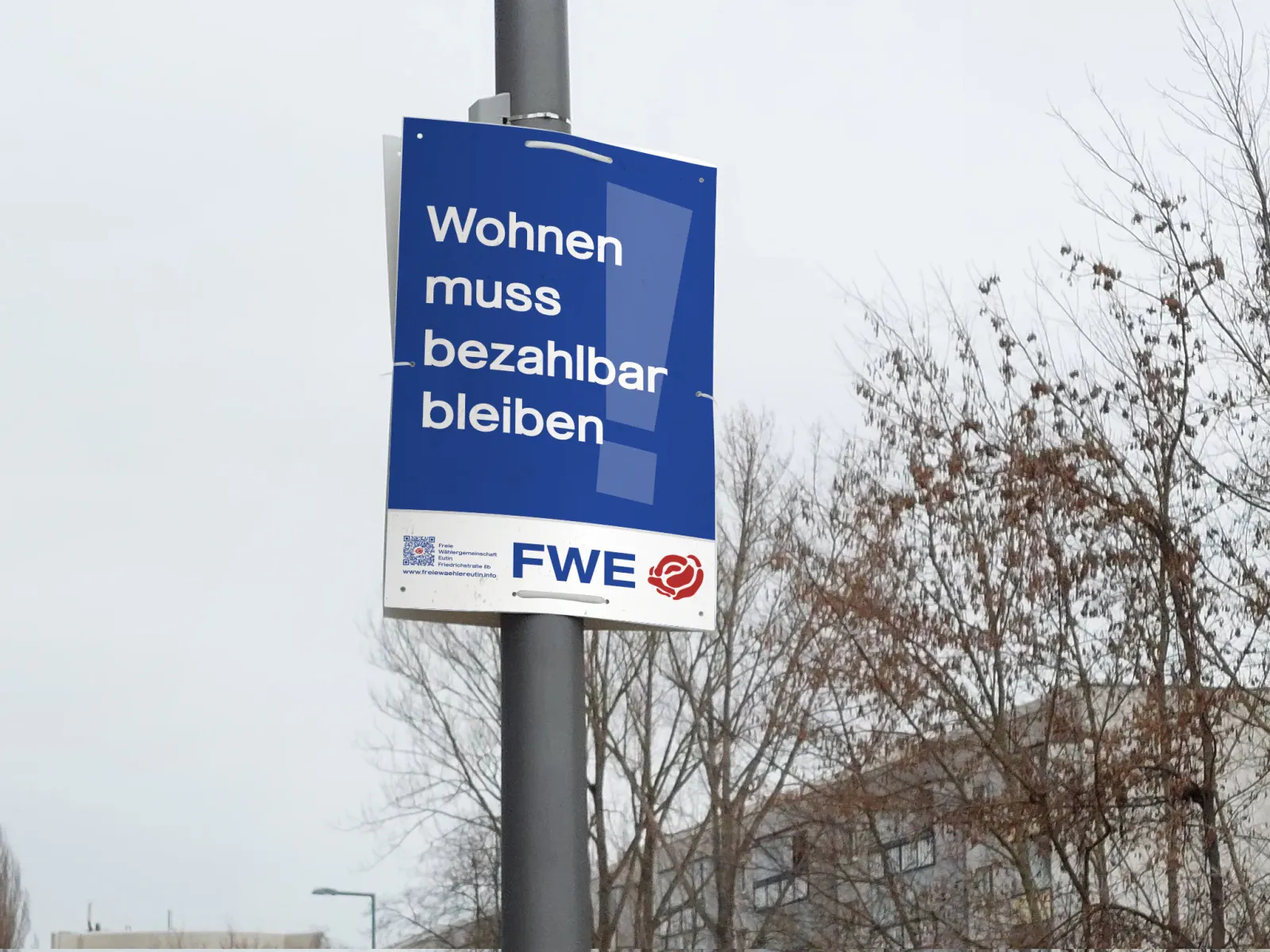 Wahlplakat: Wohnen muss bezahlbar bleiben