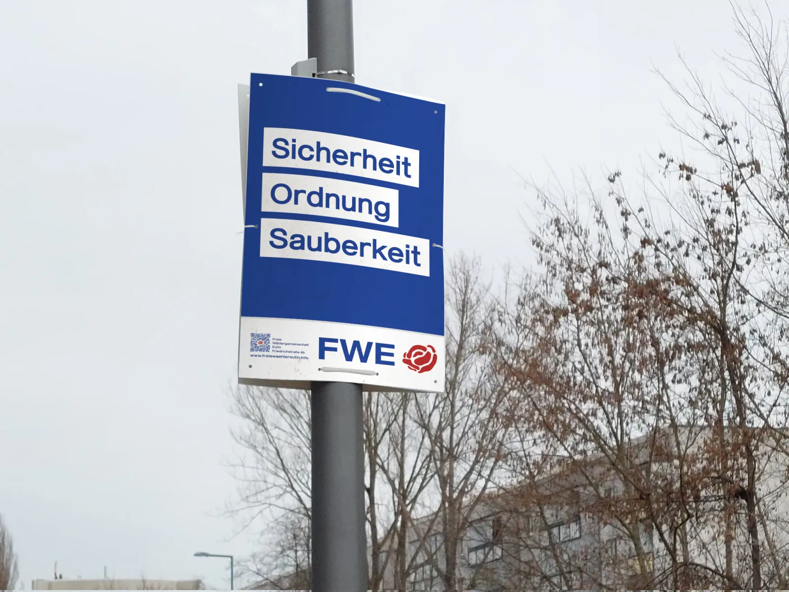Wahlplakat: Sicherheit, Ordnung, Sauberkeit