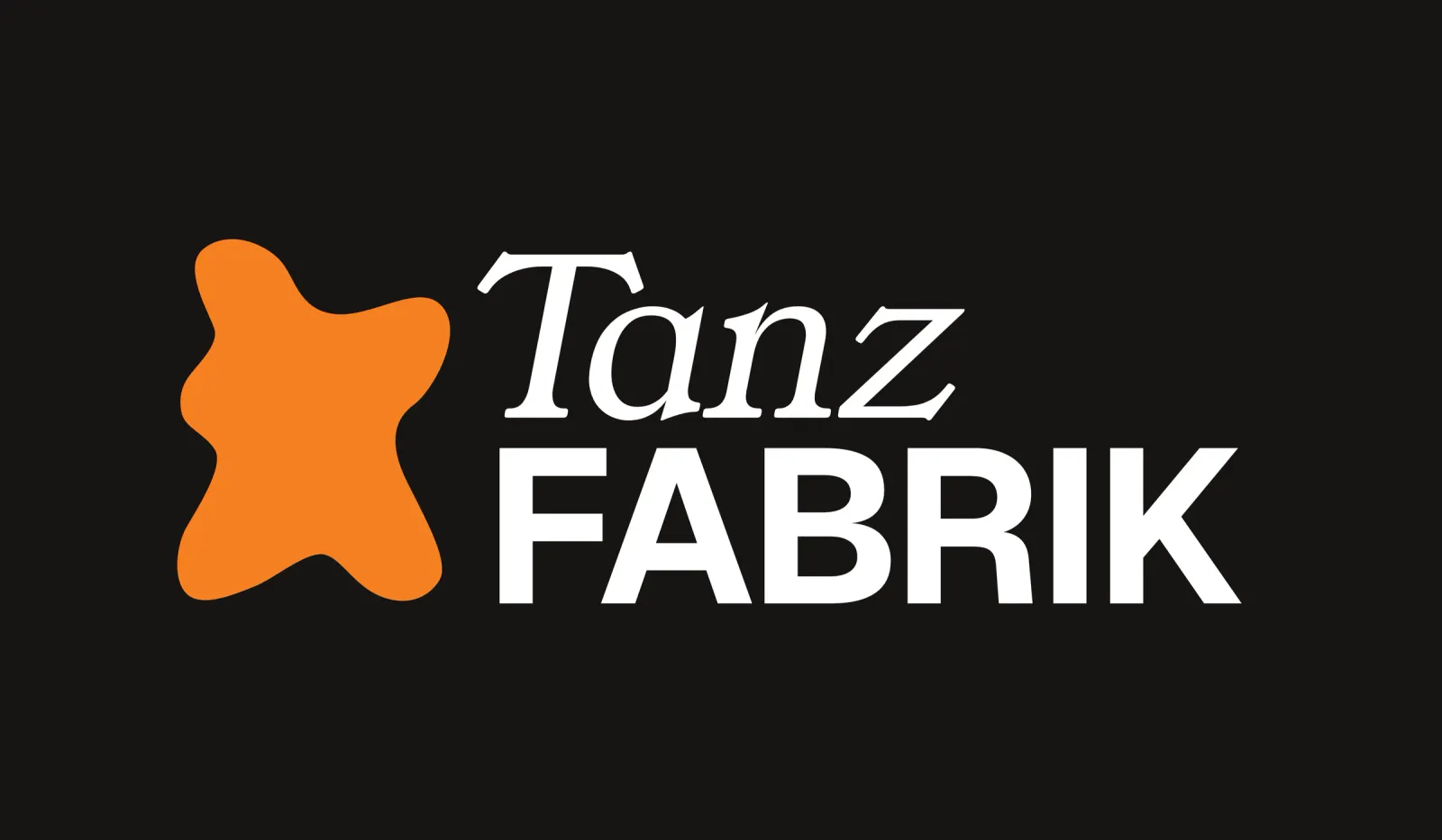 Logo der Tanzfabrik auf dunklem Grund